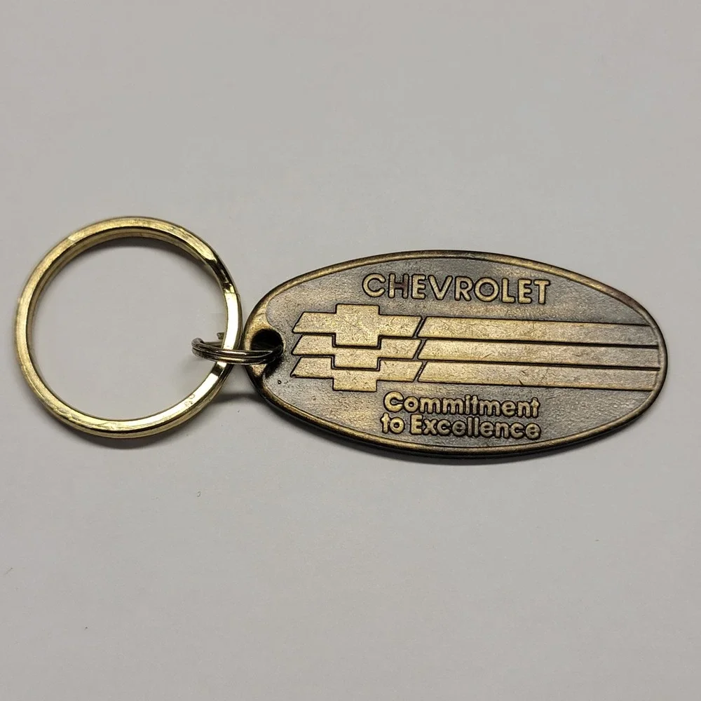 Vintage Chevrolet Keychain Brass Commitment To Excellence Royal Oak Michigan